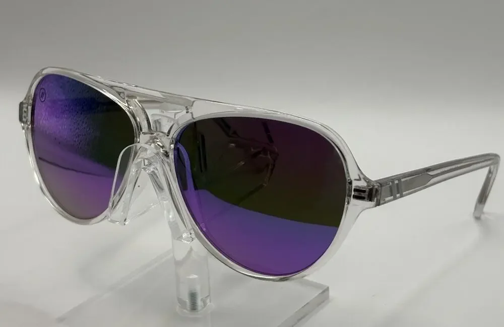 Blenders Skyway Crystal Orb Clear Purple Polarized Aviator Sunglasses